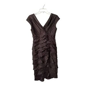 Adrianna Papell Women’s Size 4 Tiered brown Shimmer dress Cocktail Formal Sheath